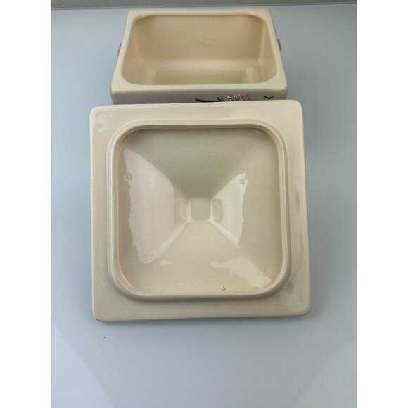 Weil Ware Oriental Cherry Blossom Ceramic Lidded Trinket Box Square Flaws READ - Picture 12 of 16